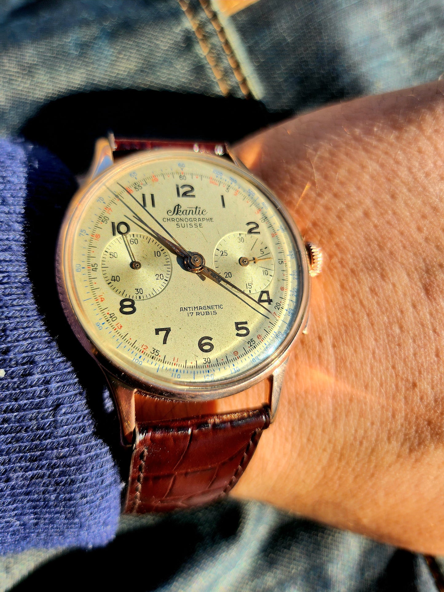 Skantic Chronograph – 1950s Elegance in Rose Gold – Timeless Precision